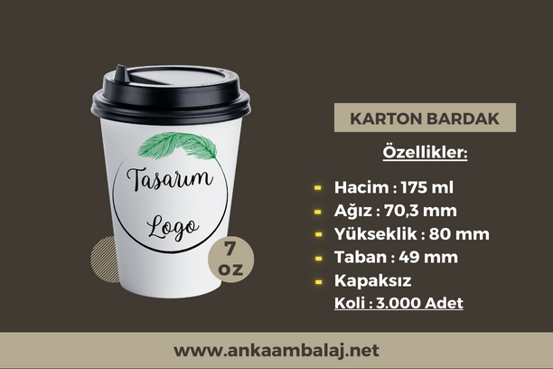 7 Oz Özel Baskılı Karton Bardak (3.000 Adet)